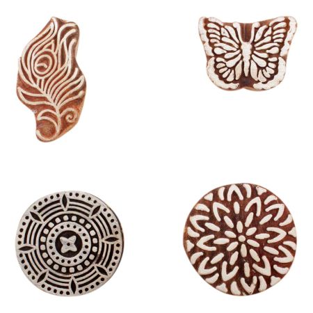 Set of 4 Piece New Mix Wooden Printing Block